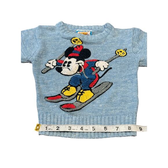 Vintage 80s Disney Mickey Mouse Ski Sweater 2T Sunday Comics Blue Gray EUC - Picture 3 of 15